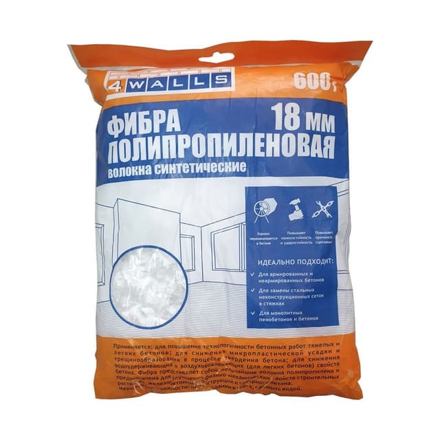 Добавка для бетона фиброволокно 18мм 600г